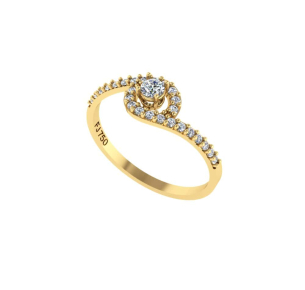 Anel Solitário com Zircônias no Aro Ouro 18k