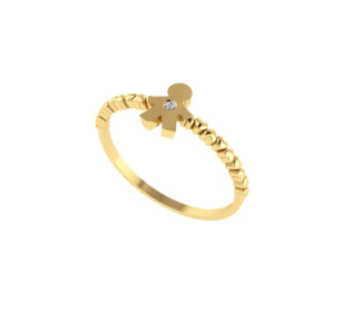 Anel Arinho Coração Menino Ouro 18k