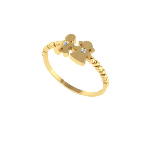 Anel Arinho Coração Casal Ouro 18k