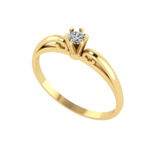 Anel Solitário com Diamante 3mm Aro Trabalhado Ouro 18k