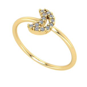 Anel Lua Cravejada com Zircônia Ouro 18k