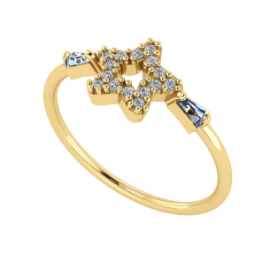 Anel Estrela com Zircônia Ouro 18k