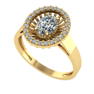 Anel Oval com Zircônia 5x7mm Ouro 18k