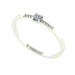 Anel Solitário com Diamante Ouro Branco 18k