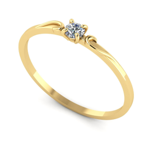 Anel Solitário com Diamante 3mm Ouro 18k