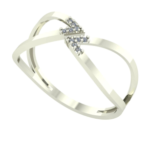 Anel Tipo Navete com Diamante Ouro Branco 18k