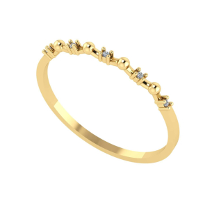 Anel Bolinha e Diamante Ouro 18k