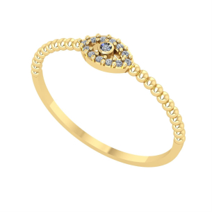 Anel Olho Grego com Diamante Ouro 18k
