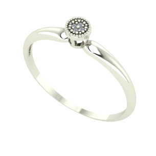 Anel Chuveiro Redondo com Diamante Ouro Branco 18k