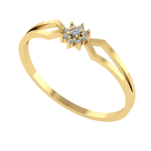 Anel Pavê Miolo Flor com Diamante Ouro 18k