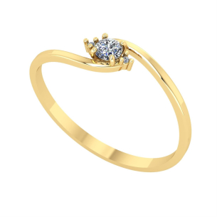Anel Solitário com Diamante 3mm Tipo Navete Ouro 18k