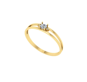 Anel Solitário com Diamante aro Duplo Ouro 18k