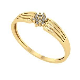 Anel Pave Flor com Diamante Ouro 18k
