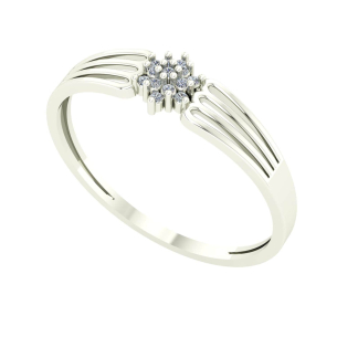 Anel Pave Flor com Diamante Ouro Branco 18k