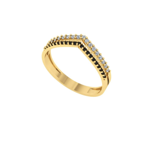 Anel Aro Duplo em V Bicolor Ouro 18k