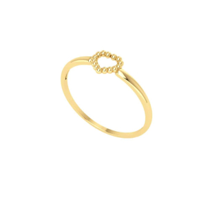 Anel Coração de Bolinha Ouro 18k