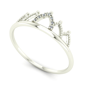 Anel Coroa com Diamante Ouro 18k