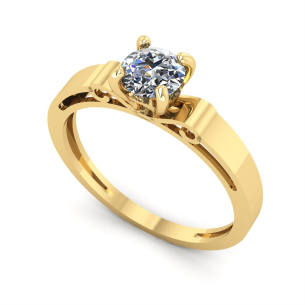 Anel Solitário Princesa com Zircônia de 5.5mm Ouro 18k