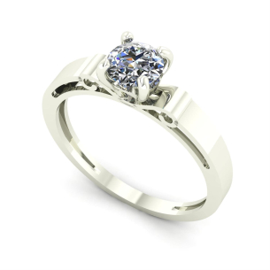 Anel Solitário Princesa com Zircônia de 5.5mm Ouro Branco 18k