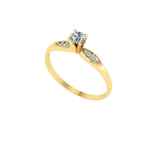 Anel Solitário com 7 Zircônias Ouro 18k