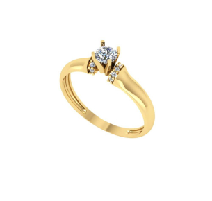 Anel Solitário Clássico Ouro 18k