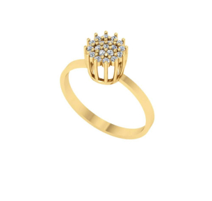 Anel Chuveiro com 19 Zircônias Ouro 18k