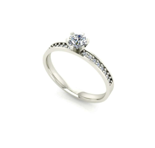 Anel Solitário com Zircônia 4.5mm Ouro Branco 18k