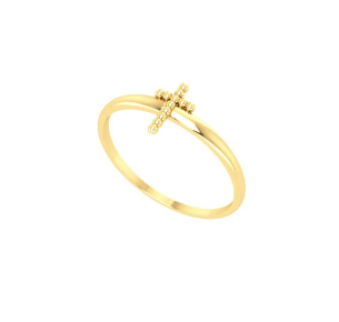 Anel Cruz com Bolinhas Ouro 18k
