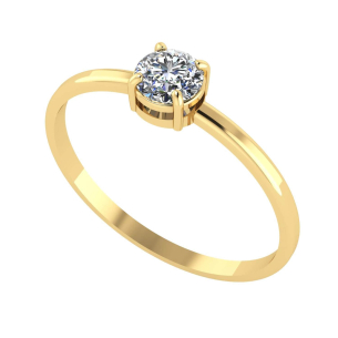 Anel Solitário com Pedra 4.5mm Zircônia Ouro 18k