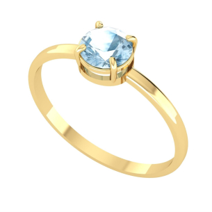 Anel Solitário com Pedra Natural 5.5mm Ouro 18k