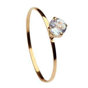 Anel Solitário com Pedra Natural 4mm Ouro 18k