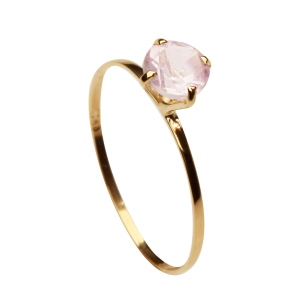 Anel Solitário com Pedra Natural 5mm Ouro 18k