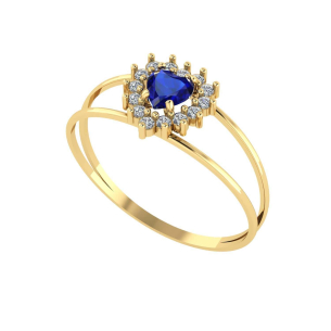 Anel Tipo formatura Coração Pequeno Ouro 18k