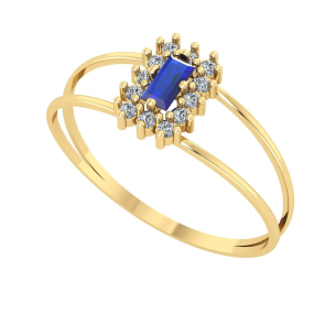 Anel Tipo Formatura Baguete Ouro 18k