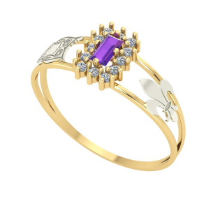 Anel Formatura Baguete Letras Ouro 18k