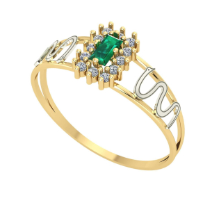 Anel Formatura Baguete Medicina Ouro 18k