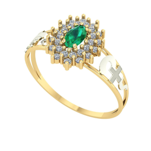 Anel Formatura Oval Grande 2 Fileiras Enfermagem Ouro 18k