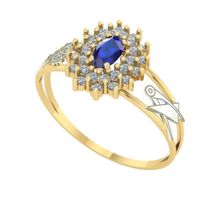 Anel Formatura Oval Grande 2 Fileiras Engenharia Civil Ouro 18k