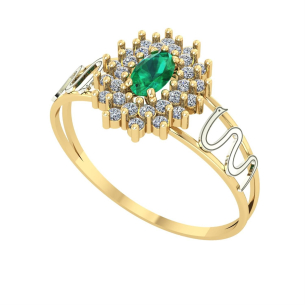 Anel Formatura Oval Grande 2 Fileiras Medicina Ouro 18k
