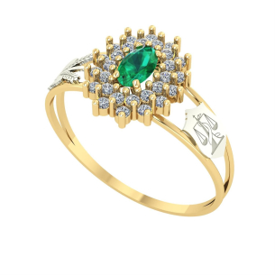 Anel Formatura Oval Grande 2 Fileiras Nutrição Ouro 18k
