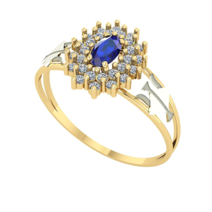 Anel Formatura Oval Grande 2 Fileira Recursos Humanos Ouro 18k