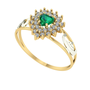 Anel Formatura Coração 2 Fileiras Enfermagem Ouro 18k