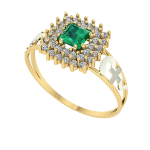 Anel Formatura Quadrado 2 Fileiras Enfermagem Ouro 18k