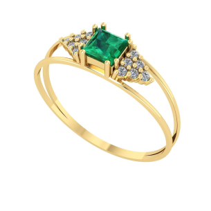 Anel Formatura Quadrado Triângulo Lateral Estética e Cosmética Ouro 18k