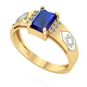 Anel Formatura Retangular Design de Interiores Ouro 18k