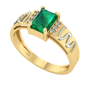 Anel Formatura Retangular Medicina Ouro 18k