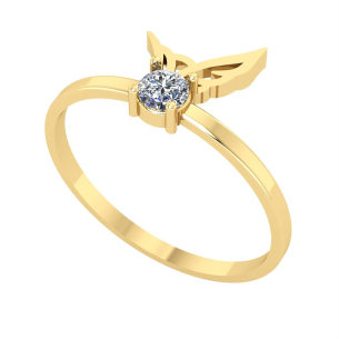 Anel Solitário Asinha com Zircônia Ouro 18k