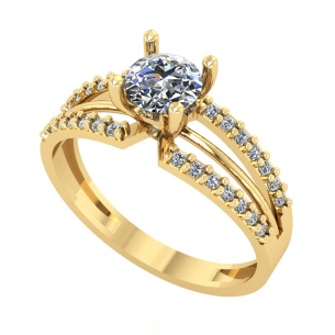Anel Solitário com Pedras de Zircônia Ouro 18k