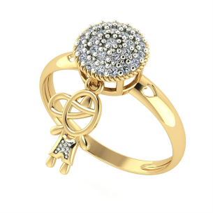 Anel Chuveiro Pingente Menino Ouro 18k