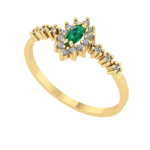 Anel Navete Grande Formatura Aro com Pedras Enfermagem Ouro 18k